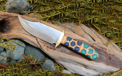 Bowie Knife, Handmade, Stainless Steel, Oak Handle, Honeycomb Resin Inlay, PNW Bowie