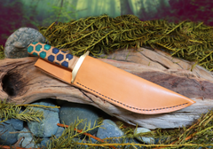 Bowie Knife, Handmade, Stainless Steel, Oak Handle, Honeycomb Resin Inlay, PNW Bowie