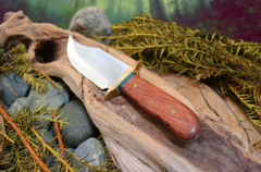 Bowie Knife, Handmade, Stainless Steel, Bubinga hardwood Handle, Blue Resin, Bubinga Bowie