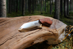 Little Baddy Backup EDC Fixed Blade Knife, Bubinga Hardwood Handle, 1095 High Carbon Steel, Handmade