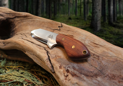 Little Baddy Backup EDC Fixed Blade Knife, Bubinga Hardwood Handle, 1095 High Carbon Steel, Handmade