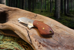 Little Baddy Backup EDC Fixed Blade Knife, Bubinga Hardwood Handle, 1095 High Carbon Steel, Handmade