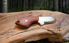 Little Baddy Backup EDC Fixed Blade Knife, Bubinga Hardwood Handle, 1095 High Carbon Steel, Handmade