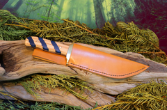 Blue Gill Bowie, Bowie Knife, Handmade, High Carbon Steel, Oak Handle, Resin Inlay knife, PNW