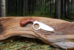 The Dueler's Point, EDC Knife with Finger Hole, Bubinga Hardwood Handle, 1095 High Carbon Steel Blade, Handmade