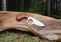 The Dueler's Point, EDC Knife with Finger Hole, Bubinga Hardwood Handle, 1095 High Carbon Steel Blade, Handmade