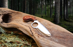 The Dueler's Point, EDC Knife with Finger Hole, Bubinga Hardwood Handle, 1095 High Carbon Steel Blade, Handmade