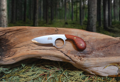 The Dueler's Point, EDC Knife with Finger Hole, Bubinga Hardwood Handle, 1095 High Carbon Steel Blade, Handmade