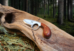 The Dueler's Point, EDC Knife with Finger Hole, Bubinga Hardwood Handle, 1095 High Carbon Steel Blade, Handmade