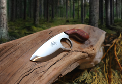 The Dueler's Point, EDC Knife with Finger Hole, Bubinga Hardwood Handle, 1095 High Carbon Steel Blade, Handmade