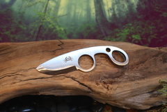 The Dueler's Point, EDC Skeletal Knife with Finger Hole, 1095 High Carbon Steel Blade, Handmade