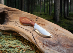 Little Big Belly, EDC Fixed Blade Knife, Bubinga Hardwood Handle, 1095 High Carbon Steel, Handmade