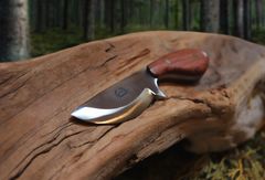 Little Big Belly, EDC Fixed Blade Knife, Bubinga Hardwood Handle, 1095 High Carbon Steel, Handmade