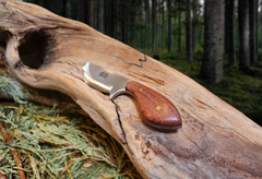 Little Big Belly, EDC Fixed Blade Knife, Bubinga Hardwood Handle, 1095 High Carbon Steel, Handmade