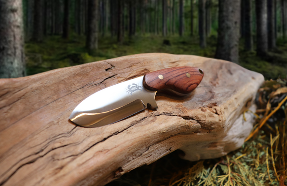 Little Orca, EDC Fixed Blade Knife, Bubinga hardwood Handle, 1095 High Carbon Steel, Handmade