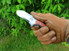 Little Baddy Backup EDC Fixed Blade Knife, Bubinga Hardwood Handle, 1095 High Carbon Steel, Handmade