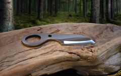 Pocket Sax, EDC Skeletal Fixed Blade Knife, 1095 High Carbon Steel, Handmade