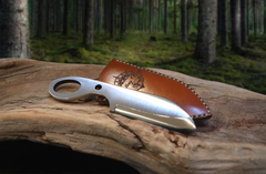 Pocket Sax, EDC Skeletal Fixed Blade Knife, 1095 High Carbon Steel, Handmade