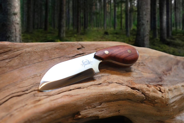 Pocket Sax EDC Fixed Blade Knife, Bubinga Hardwood Handle, 1095 High Carbon Steel, Handmade