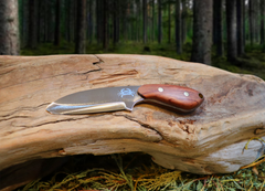 Pocket Talon EDC Fixed Blade Knife, Bubinga Hardwood Handle, 1095 High Carbon Steel, Handmade