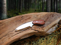 Pocket Talon EDC Fixed Blade Knife, Bubinga Hardwood Handle, 1095 High Carbon Steel, Handmade