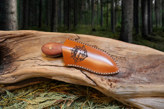 Pocket Sax EDC Fixed Blade Knife, Bubinga Hardwood Handle, 1095 High Carbon Steel, Handmade