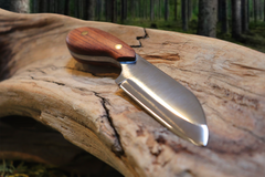 Pocket Sax EDC Fixed Blade Knife, Bubinga Hardwood Handle, 1095 High Carbon Steel, Handmade