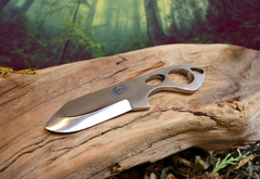 Little Baddy Backup, EDC Skeletal Fixed Blade Knife, 1095 High Carbon Steel, Handmade