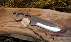 Little Baddy Backup, EDC Skeletal Fixed Blade Knife, 1095 High Carbon Steel, Handmade