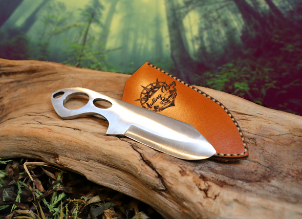 Little Baddy Backup, EDC Skeletal Fixed Blade Knife, 1095 High Carbon Steel, Handmade